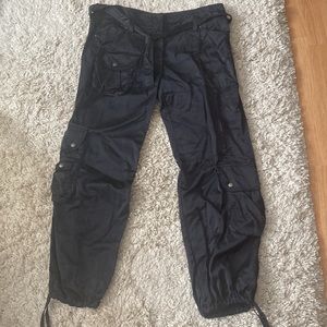 Black Satiny pants, Ankle ties, Size 15